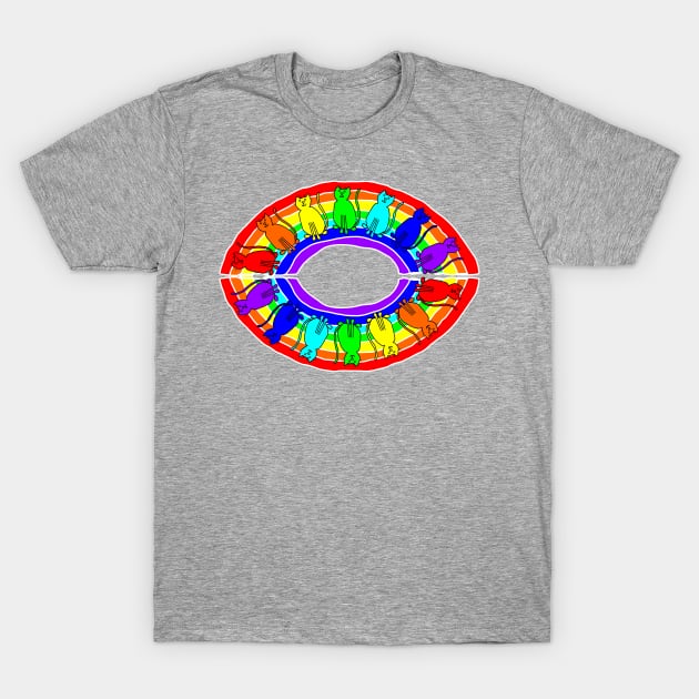 Rainbow Eye of Cats T-Shirt by ellenhenryart